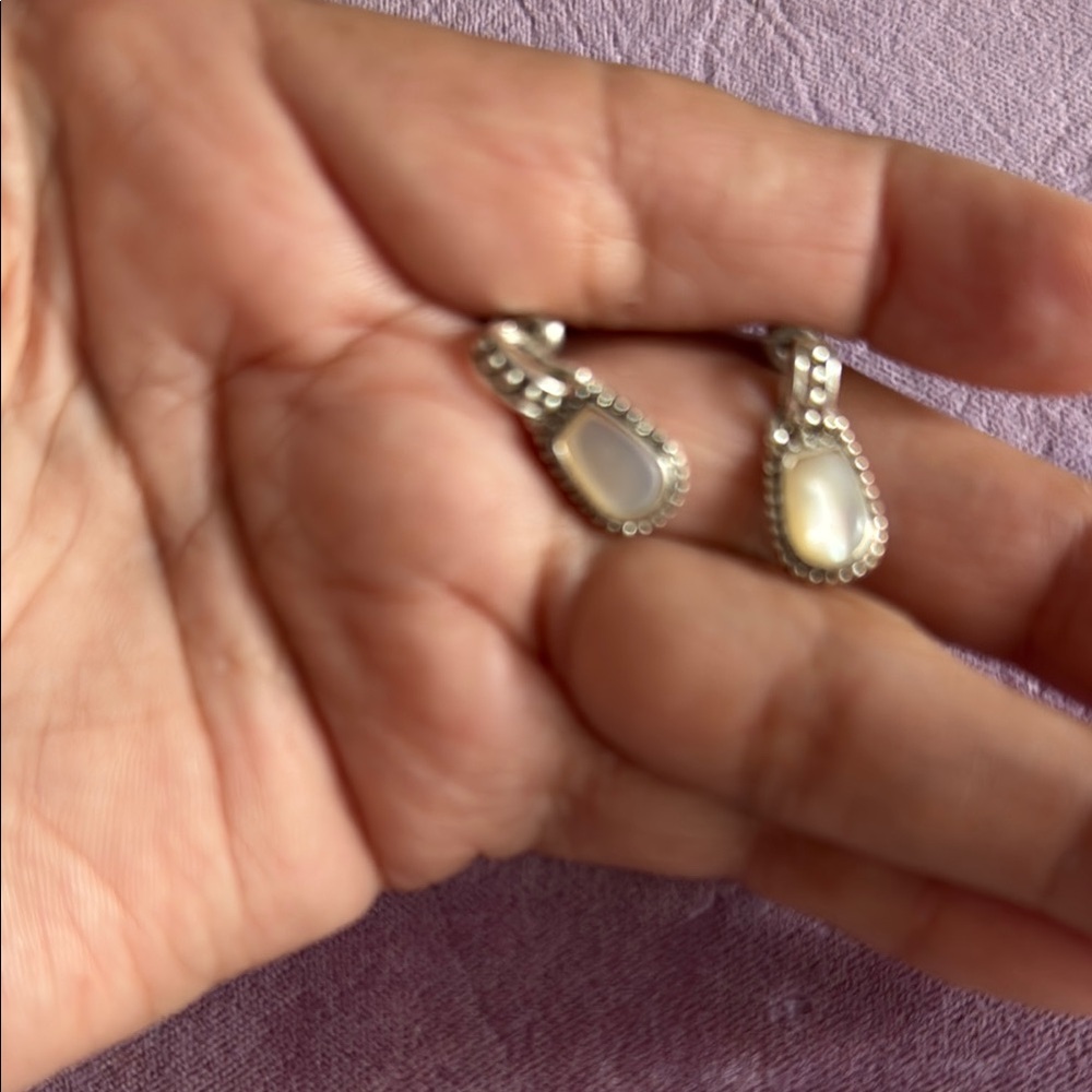 Silver and Cream Earrings